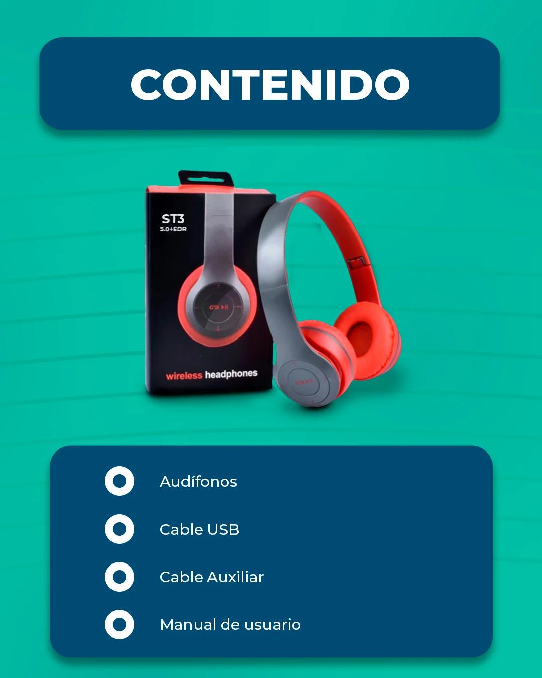 Audifonos Bluetooth ST3 Rojo product media 2