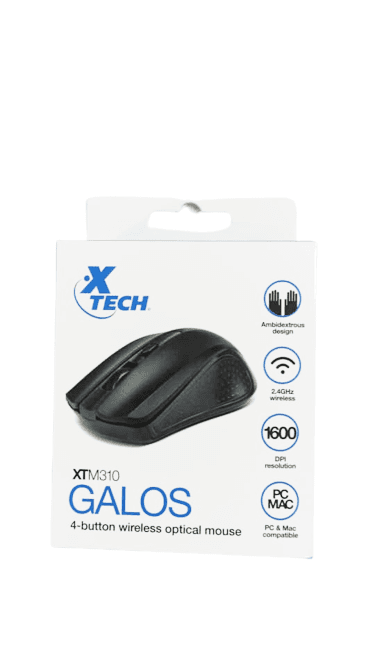 XTECH Mouse Optico Inalambrico de 4 botones negro