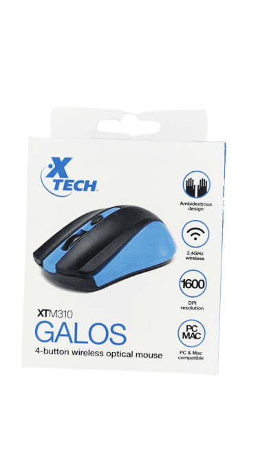 XTECH Mouse Optico Inalambrico de 4 botones azul