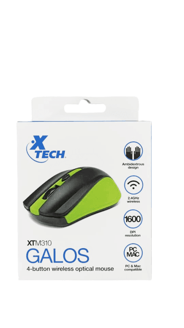 XTECH Mouse Optico Inalambrico de 4 botones verde